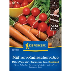 Kiepenkerl Möhren-Radieschen-Duo Saatband mit Möhren Vollenda und Radieschen Sora.