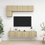 VidaXL TV-Schrank-Set, 5-teilig, Sonoma-Eiche, Holzwerkstoff, hängend montiert.