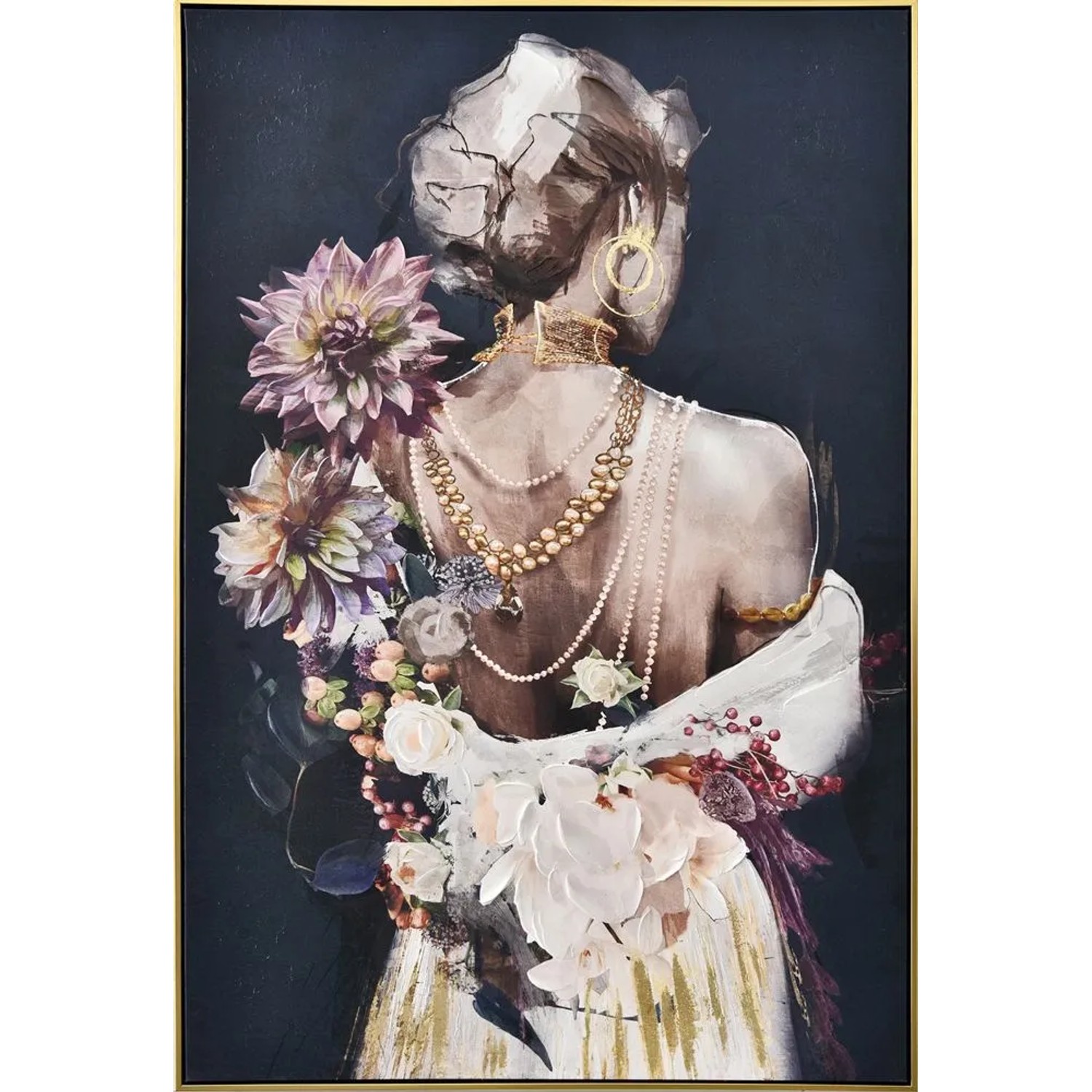 Art Universe Leinwandbild Schöner Rücken mit Perlenketten 82 x 122 cm