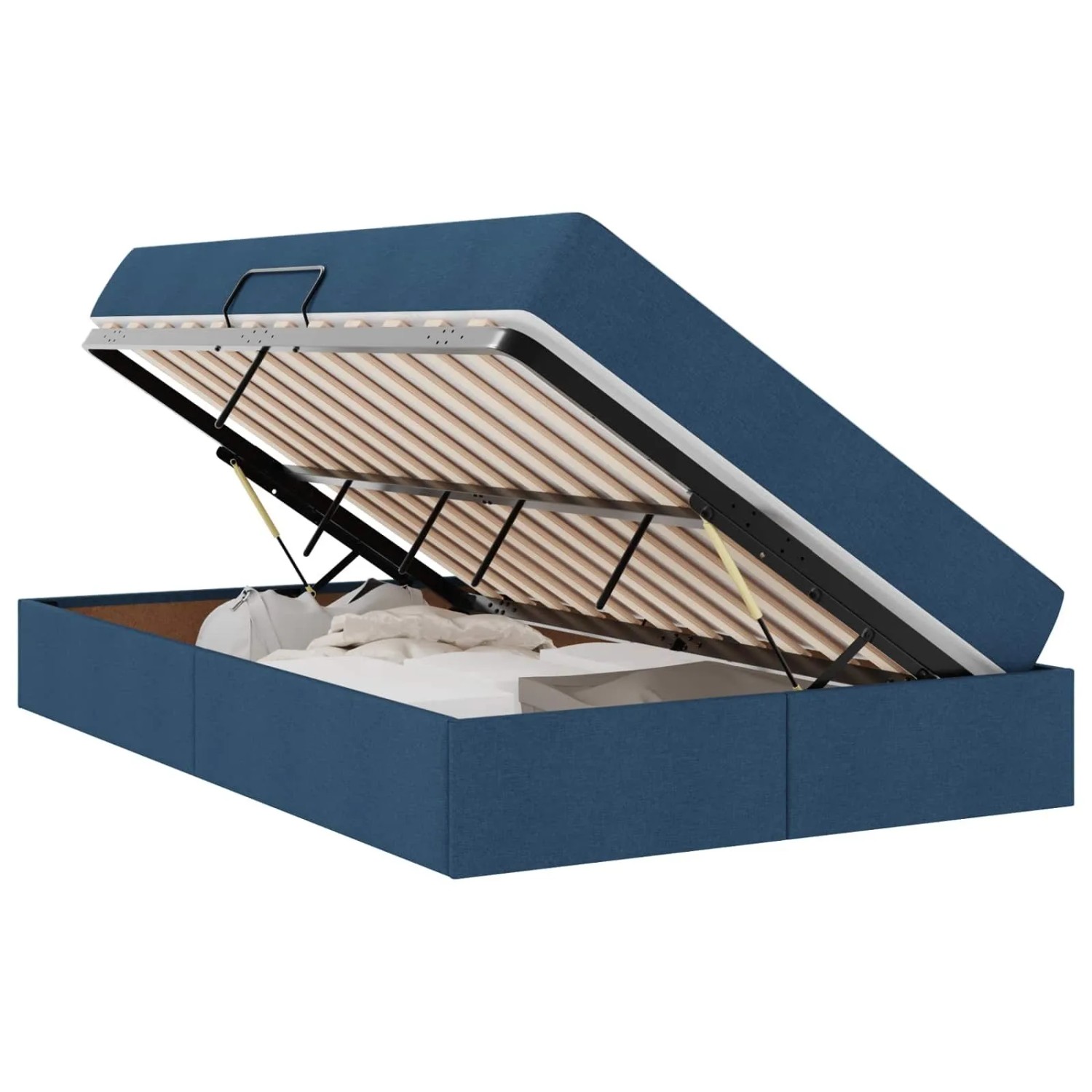 vidaXL Stauraumbett mit Matratze Blau 120 x 200 cm Polyester 3399657 günstig online kaufen
