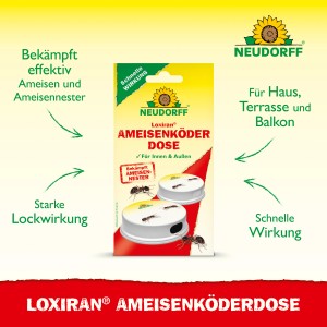 Neudorff Loxiran Ameisen-Köderdose für Haus, Terrasse und Balkon zur effektiven Ameisenbekämpfung.