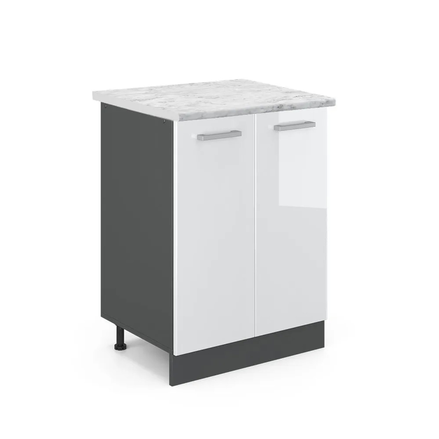 Vicco Küchenunterschrank R-Line Küchenkommode Weiß Hochglanz Anthrazit AP Marmor