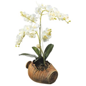 Sanders & Sanders Wandtattoo: Weiße Orchidee im braunen Topf, ideal als Wanddeko.