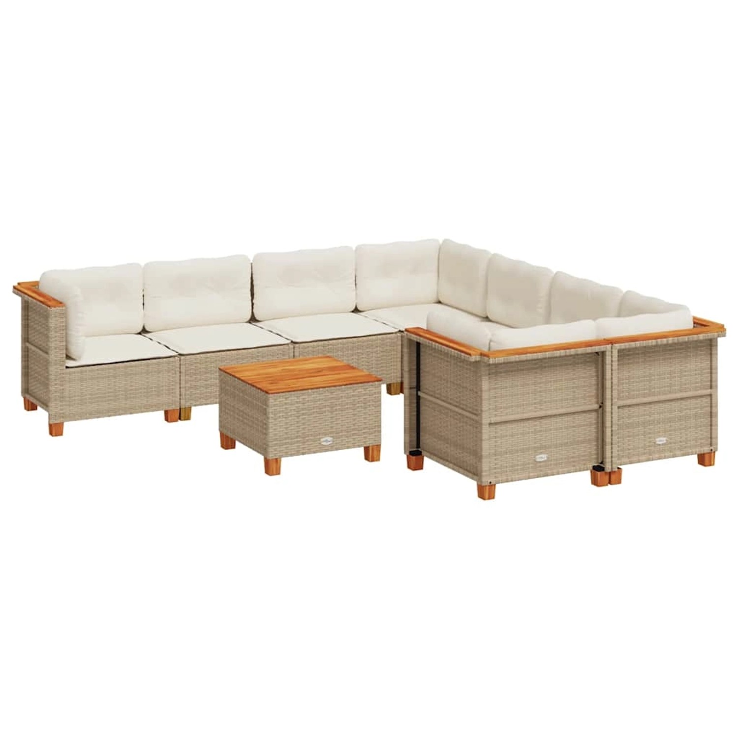 vidaXL 9-Tlg Garten-Sofagarnitur mit Kissen Beige Poly Rattan 3261775 günstig online kaufen