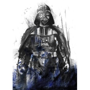 Vliesfototapete Star Wars Watercolor Vader, 200x280 cm, Detailaufnahme des Charakters.