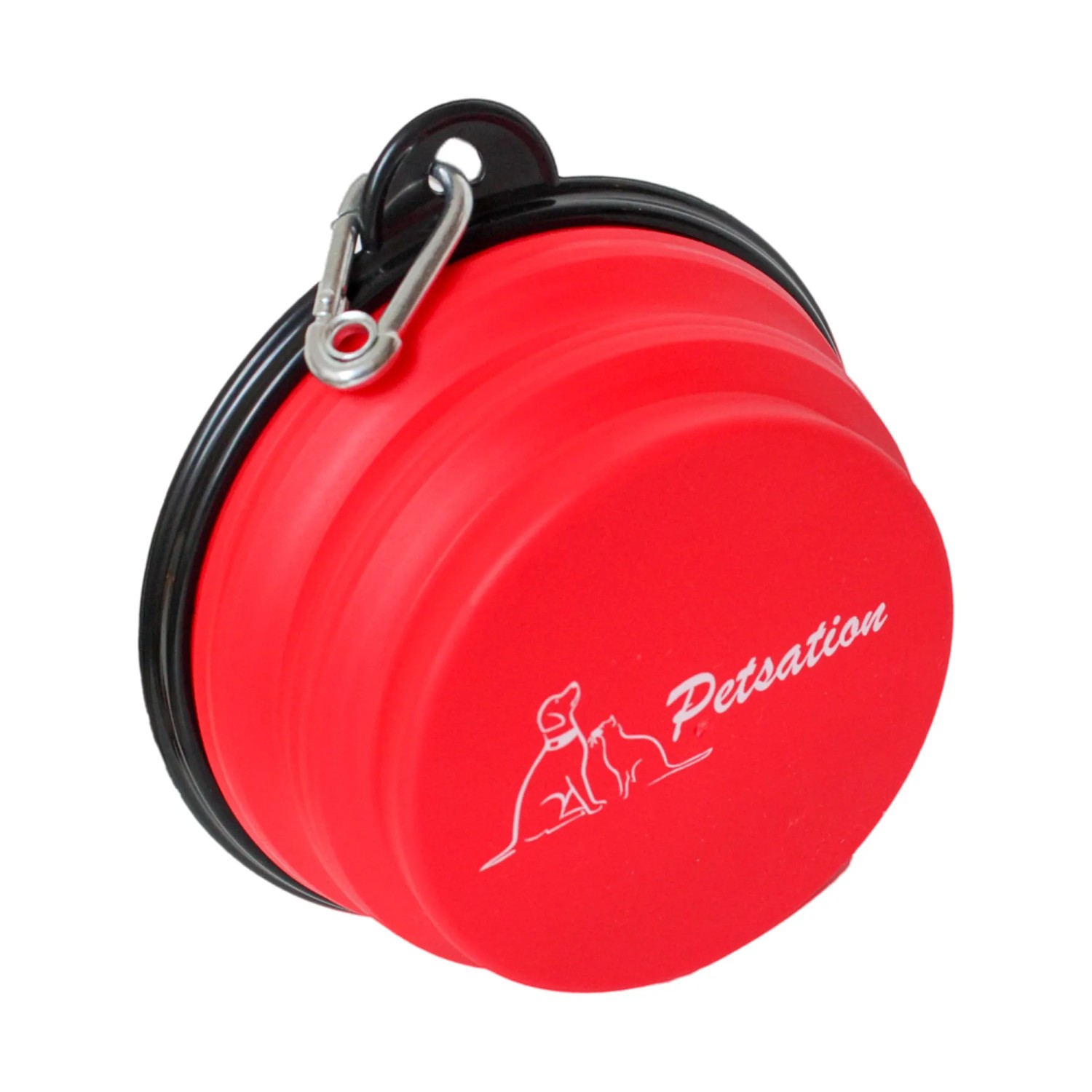 Roter Petsation Faltbarer Reisenapf (1000 ml) mit Karabinerhaken.