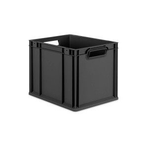 PROREGAL Eurobox Nextgen Grip HxBxT 32x30x40cm 30 Liter Griffe Offen Schwarz Eurobehälter Transportbox Transportbehälter