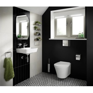Ideal Standard Connect Toilettenpapierhalter Chrom mit Deckel im modernen Badezimmer.