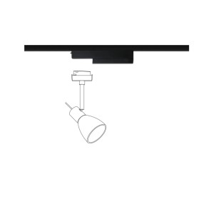 Paulmann URail Schienenadapter Zigbee 3.0 Smart Home, schwarz matt, an Schiene montiert.