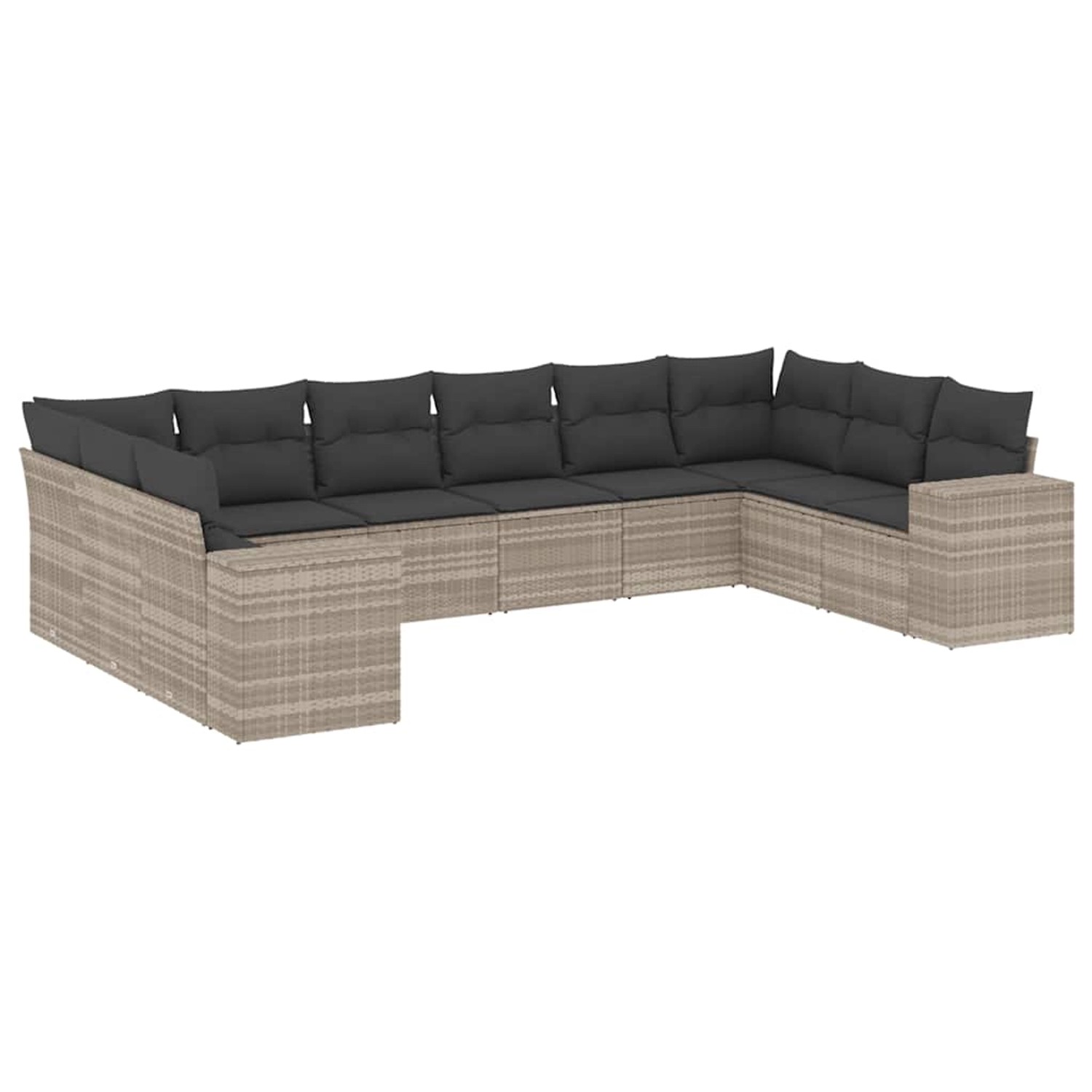 vidaXL 10-Tlg Garten-Sofagarnitur mit Kissen Hellgrau Poly Rattan 3223071 günstig online kaufen