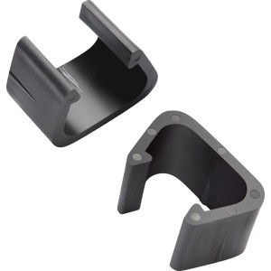 Zwei schwarze Verbinder aus Kunststoff für das Lounge-Set Bagley. Gartenmöbel Zubehör zur Fixierung.