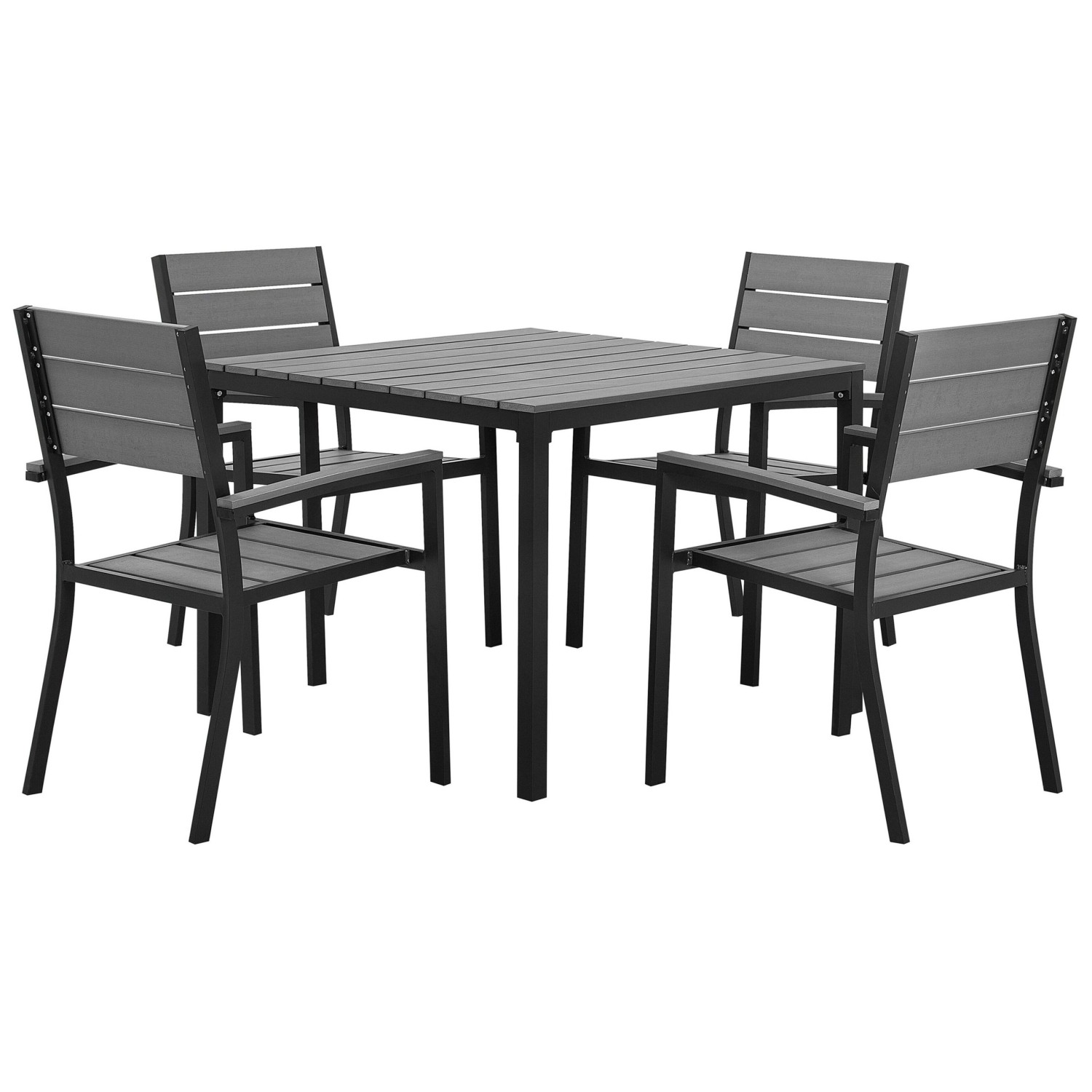 Beliani Gartentisch Set PRATO Grau Schwarz 95x95x90 günstig online kaufen