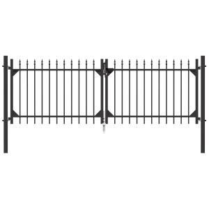 Schwarzes Metallzaun Doppeltor-Set Chaussee zum Einbetonieren, 100x301cm.
