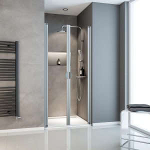 Schulte ExpressPlus Pendeltür Sunny, 180x80 cm, Alu Natur, Nischentür für Dusche mit Sicherheitsglas.