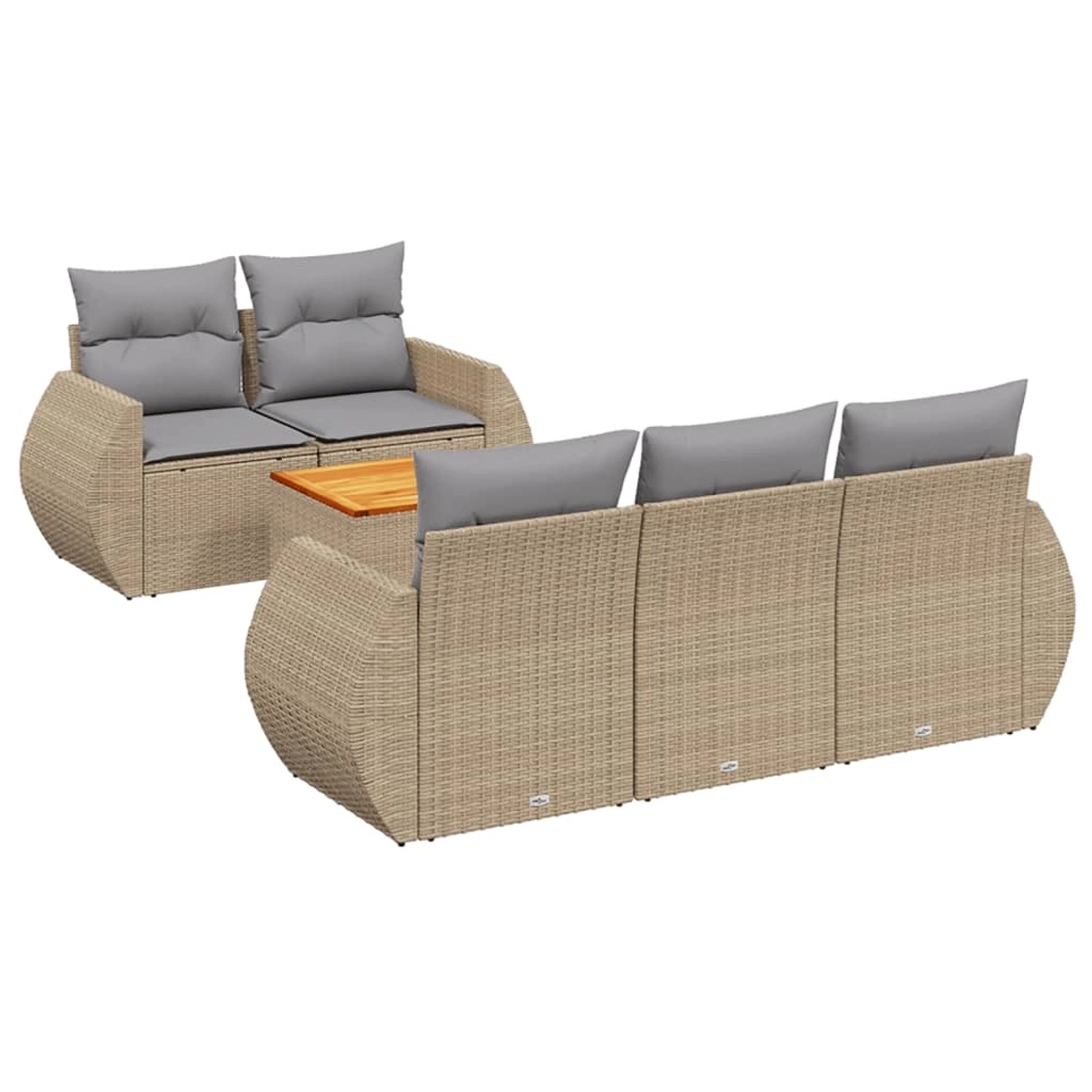 vidaXL 6-Tlg Garten-Sofagarnitur mit Kissen Beige Poly Rattan 3224890 günstig online kaufen