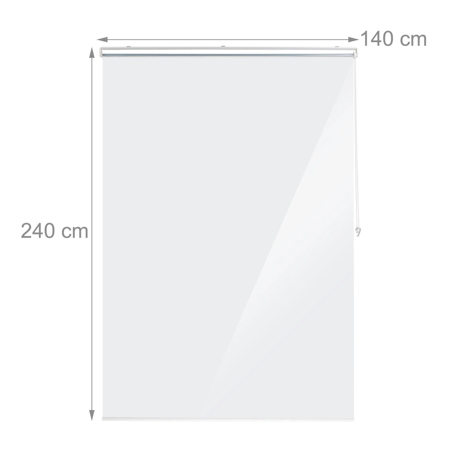Transparentes Duschrollo aus PVC mit Aluminiumstange und Seilzug, 140x240 cm. Ideal als Spritzschutz für Dusche/Badewanne.