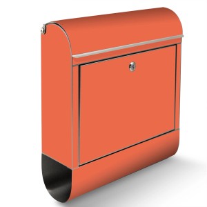 Banjado Briefkasten Edelstahl, orangefarben mit Zeitungsfach. Rostfreier Wandbriefkasten.