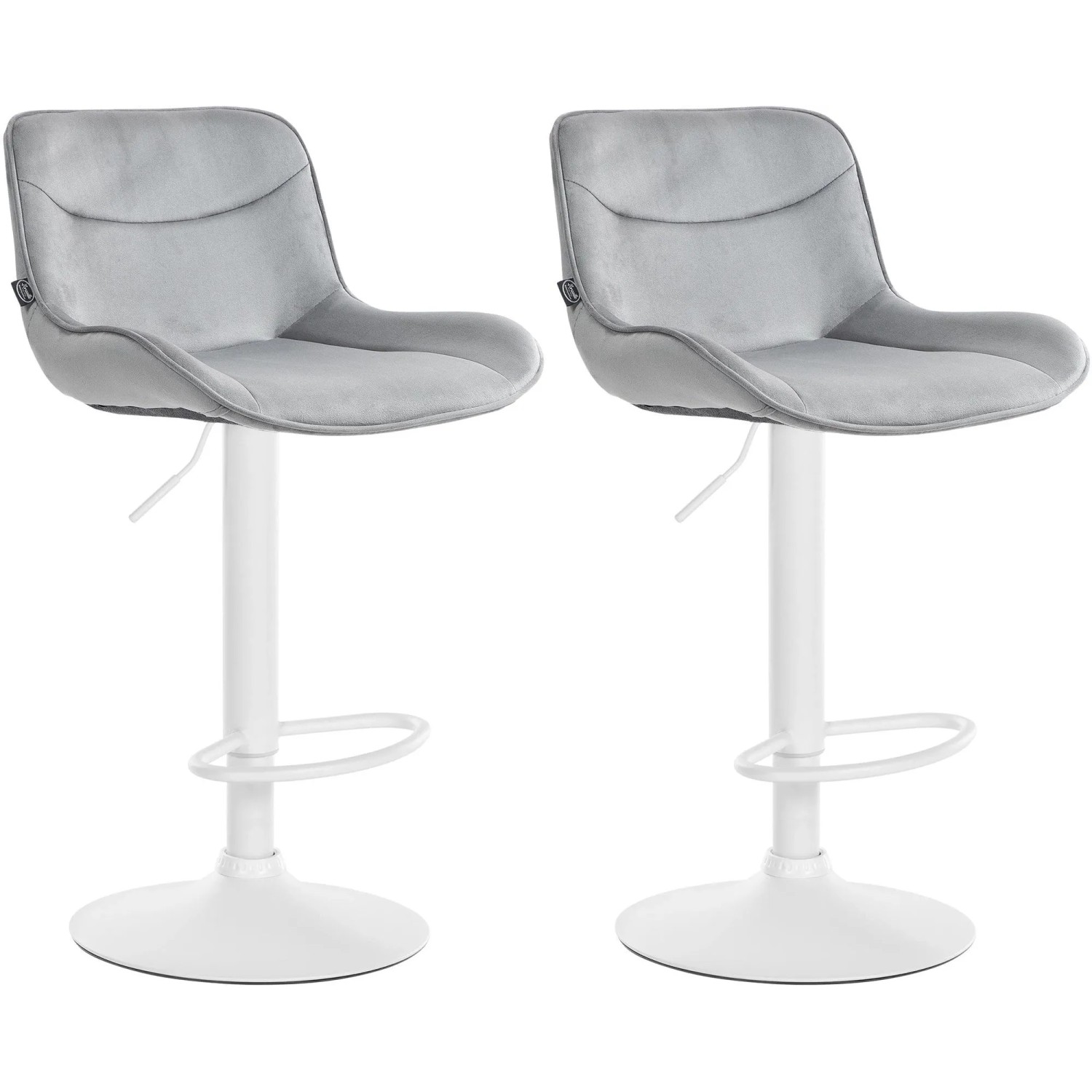 DELUKE 2er Set Barhocker RAGAD Samt Grau 49x51x85cm Weiß Barstuhl Höhenverstellbar Mit Lehne Drehbar Tresenhocker Tresenstuhl