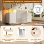 Weißes Merax Sideboard 150 cm mit LED Beleuchtung, Riffelfronten und schwebender Deckplatte. Moderne Kommode für Wohnzimmer.