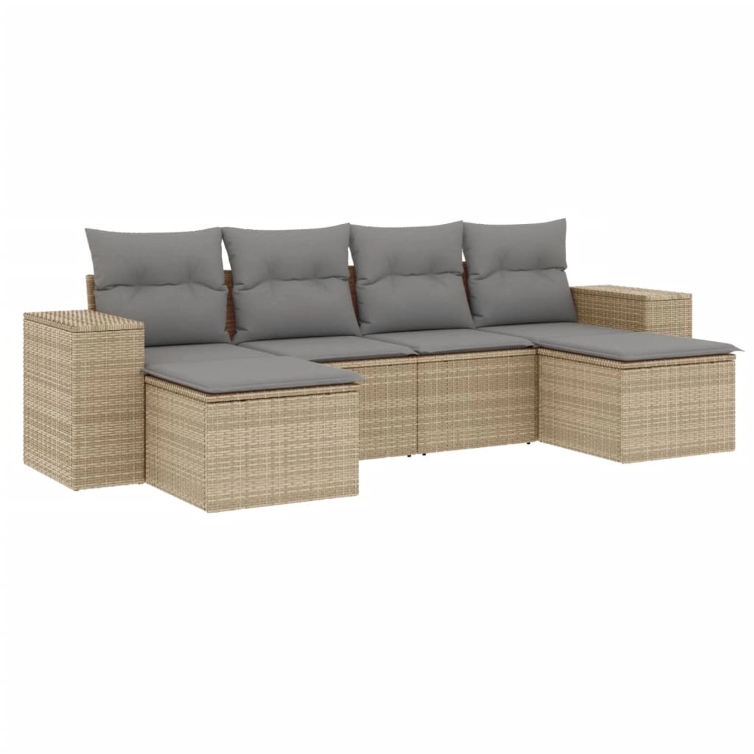 vidaXL 6-Tlg Garten-Sofagarnitur mit Kissen Beige Poly Rattan 3222918 günstig online kaufen