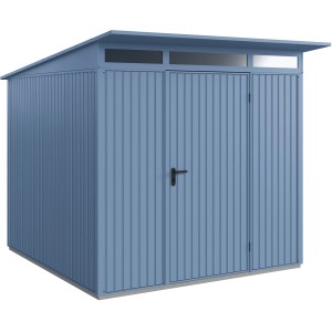 Ecostar Gerätehaus Trend, Pultdach, taubenblau, mit Einzeltür. Metall Gerätehaus für den Garten.