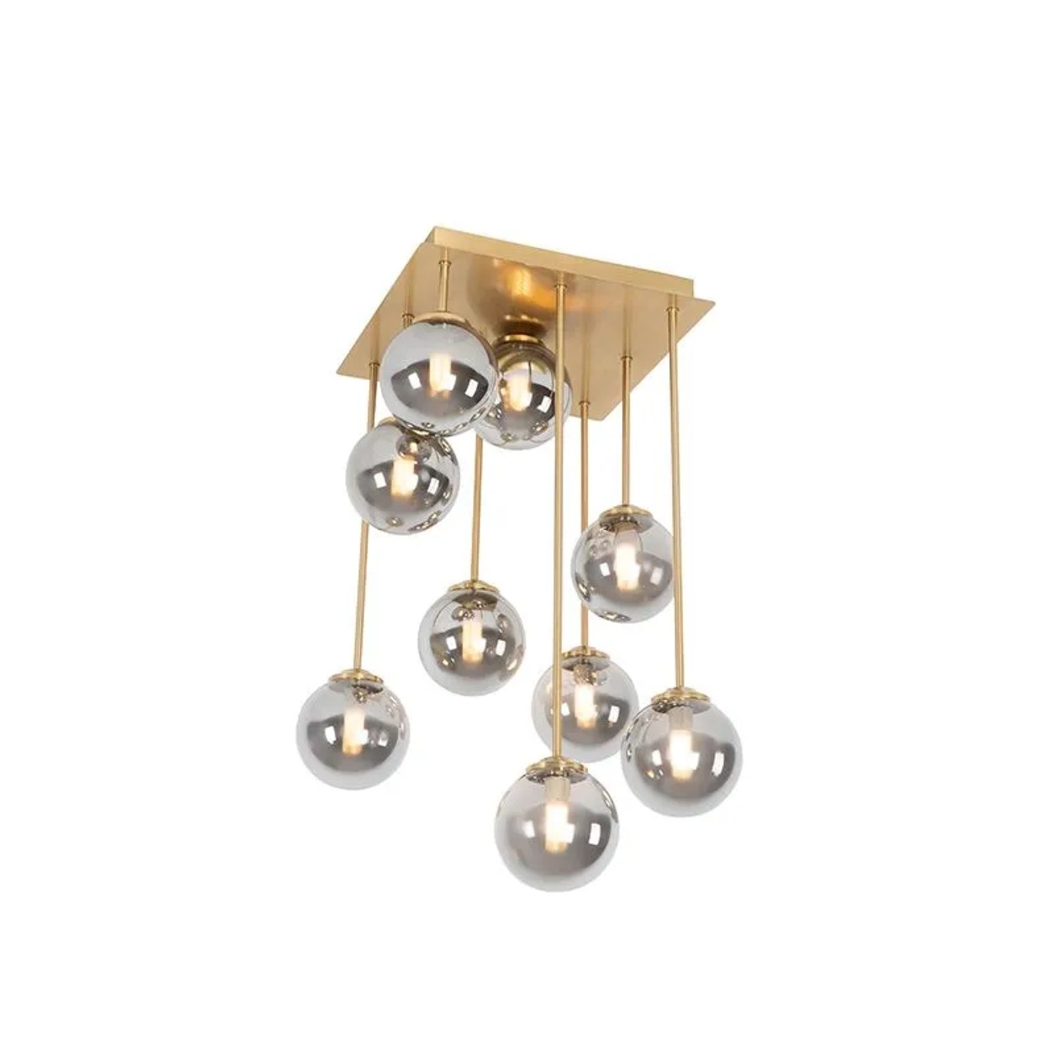 QAZQA Moderne Deckenleuchte Gold 9-Lichter mit Rauchglas Athen