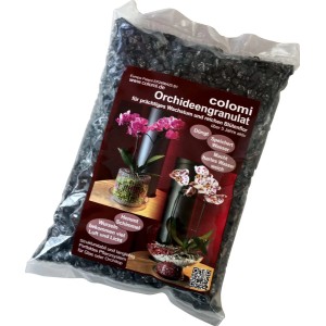 Colomi Orchideengranulat, 1 Liter, schwarz, im transparenten Beutel. Spezielles Substrat für Orchideen.