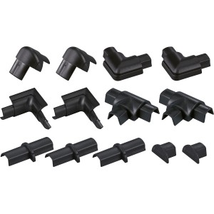D-Line Kupplung Zubehör-Set, 13 schwarze Verbindungsstücke für 16x8 mm Kabelkanäle.
