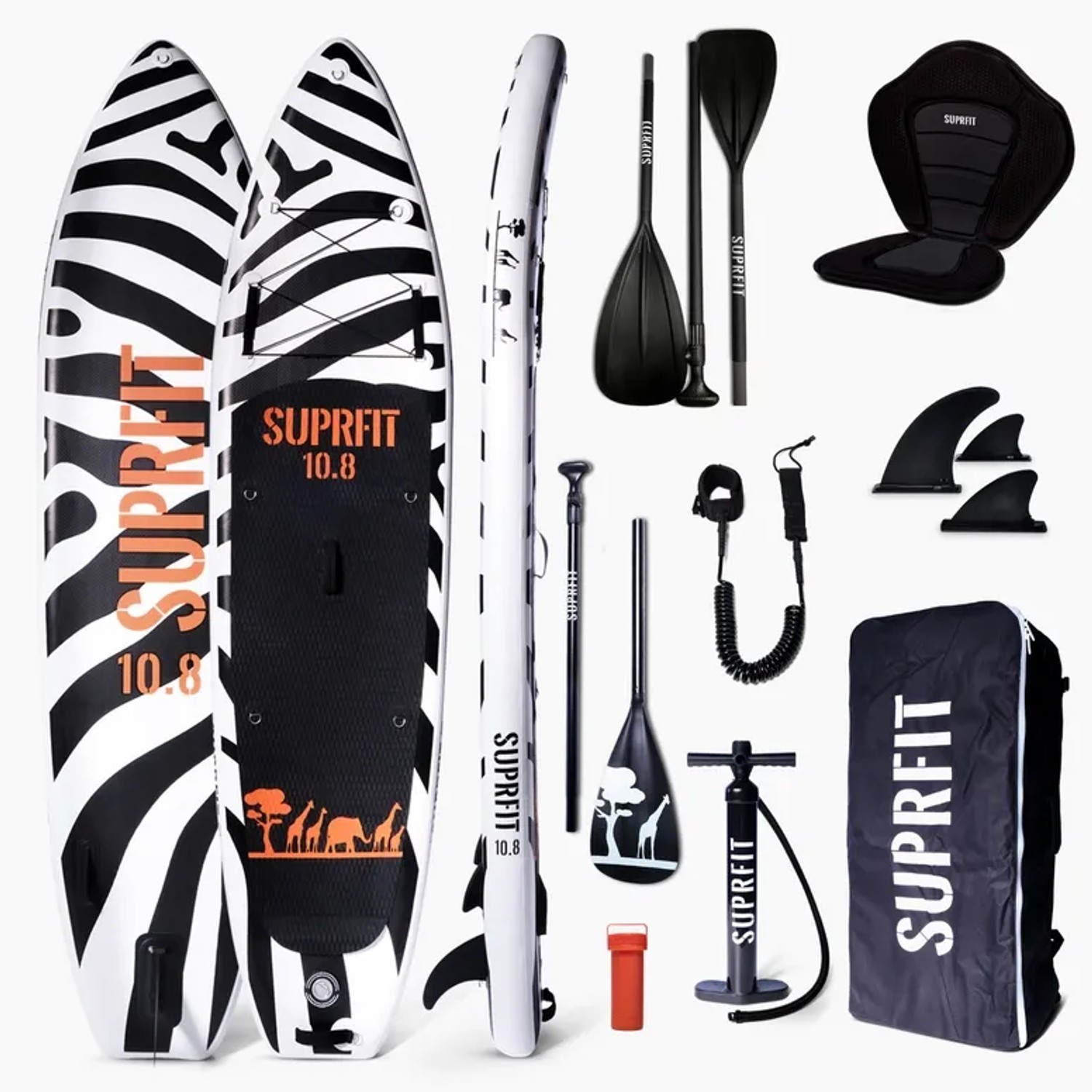 Suprfit SUP Board Set Safari Tiger inkl. Sitz und Kajak Paddle
