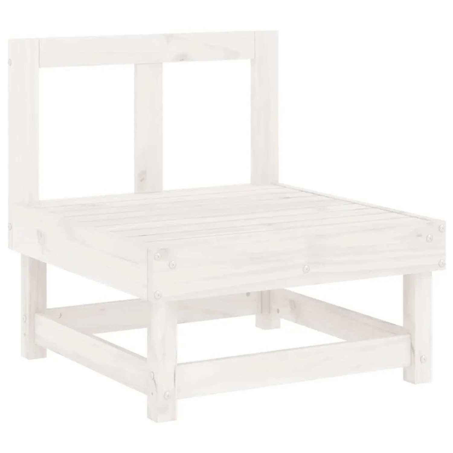 vidaXL Garten-Mittelsofa Weiß Massivholz Kiefer 825374