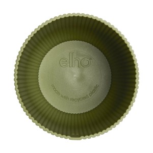Grüner Elho Blumentopf Vibes Fold, rund, Ø 30 cm, mit Rillenmuster.