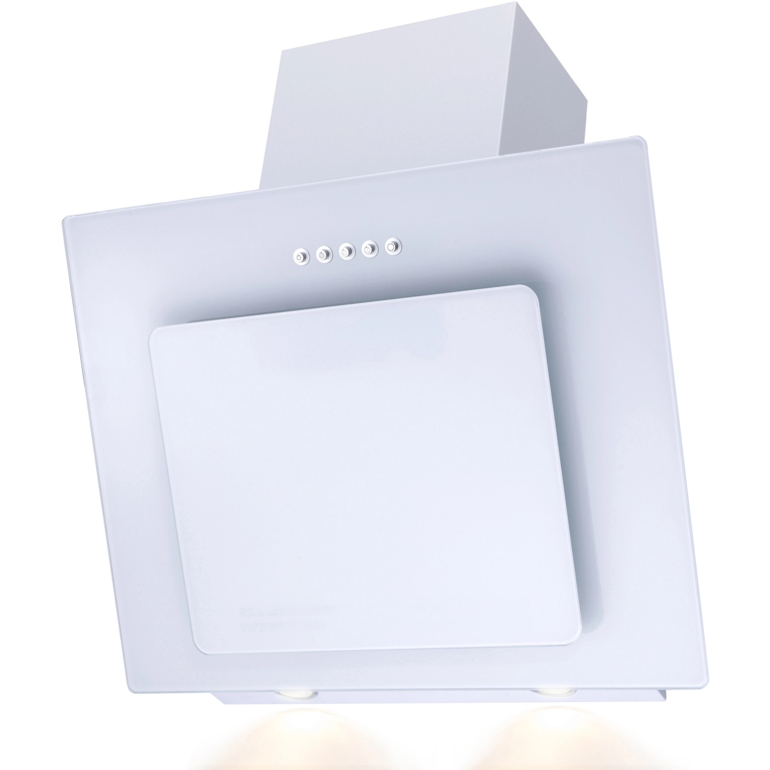 Weiße PKM Dunstabzugshaube mit Randabsaugung für die Flex-Well Exclusiv Küche.