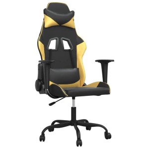 vidaXL Gaming-Stuhl mit Massagefunktion Schwarz & Golden Kunstleder 345401