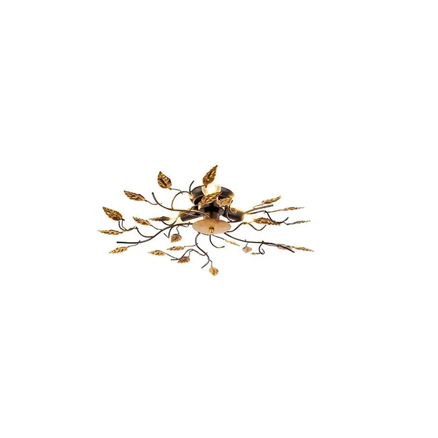 QAZQA Vintage Deckenlampe Schwarz mit Gold 50 cm 3 Lichter Foglie