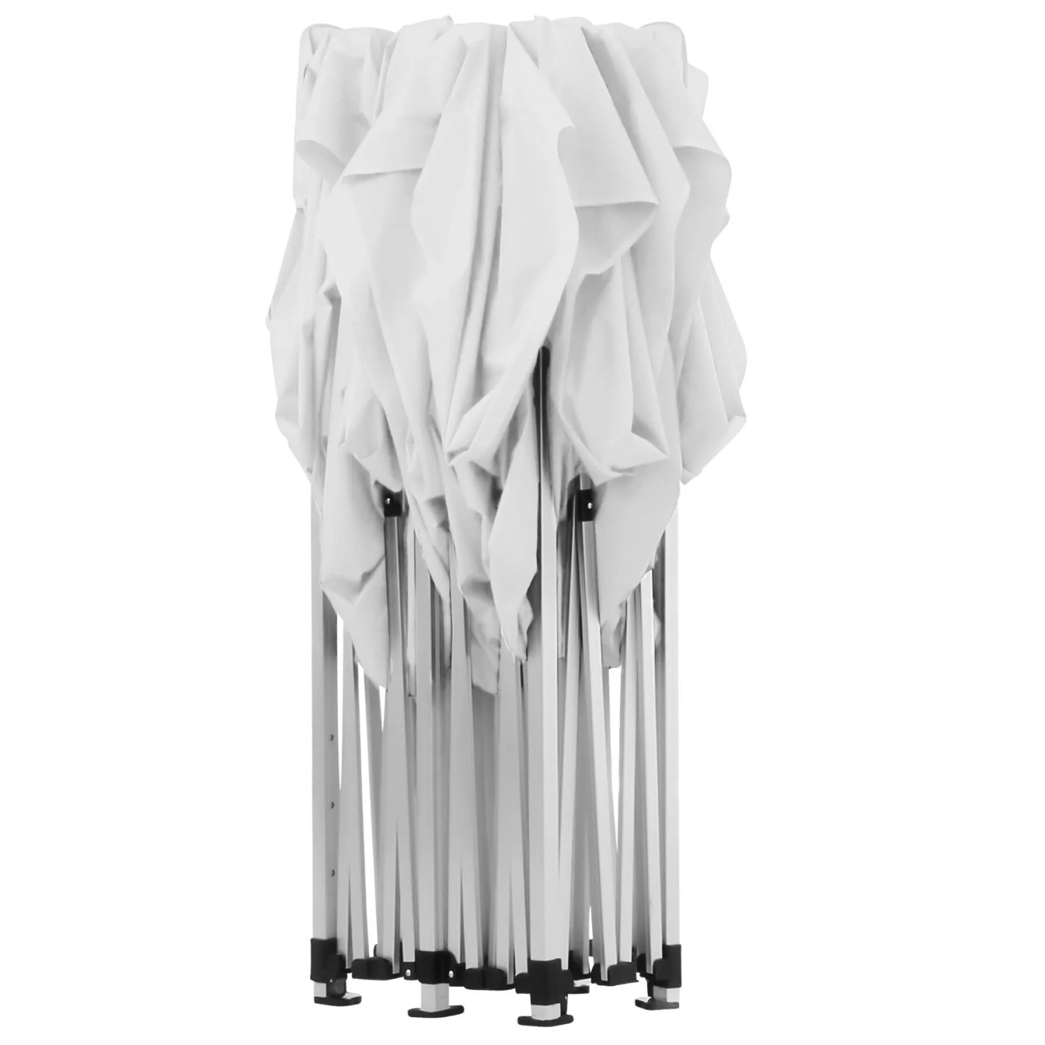 Zusammengefalteter, weißer Faltpavillon Viola 6x3 m aus Aluminium. Markise & Sonnenschutz.