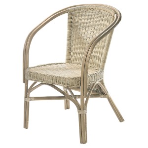 Kobolo Rattansessel VALENCIA, heller Korbsessel mit Armlehne für Wohnzimmer & Terrasse.
