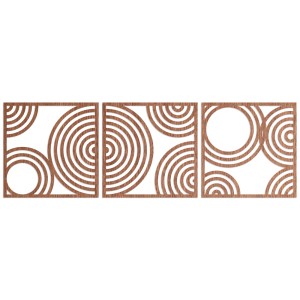 WANDStyle Wanddeko Holz Kreise, 3-teilig, Mahagoni Furnier, 141x45 cm. Moderne Wandbilder für Wohnzimmer.