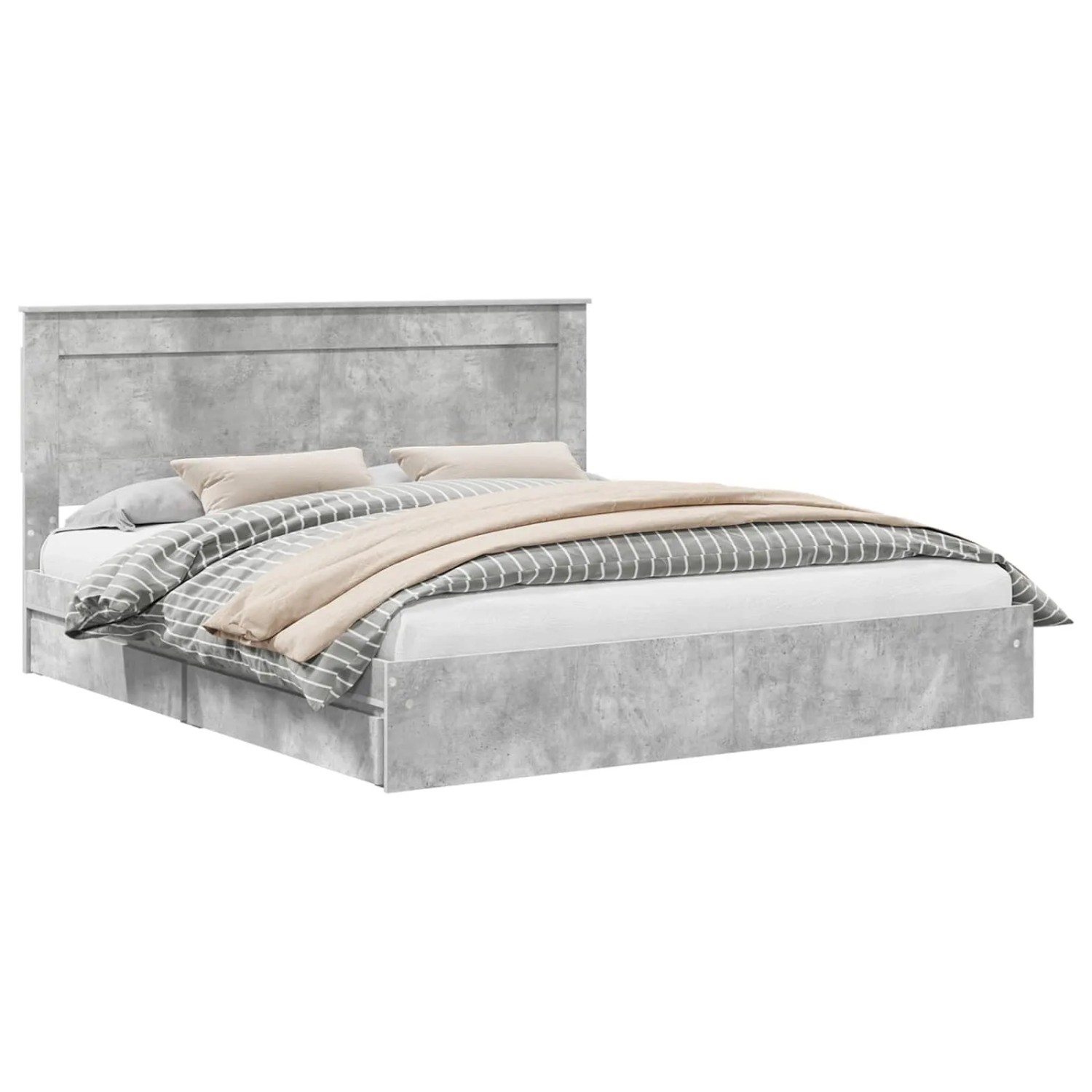 vidaXL Stauraumbett Betongrau 200 x 200 cm Holzwerkstoff 3410221 günstig online kaufen