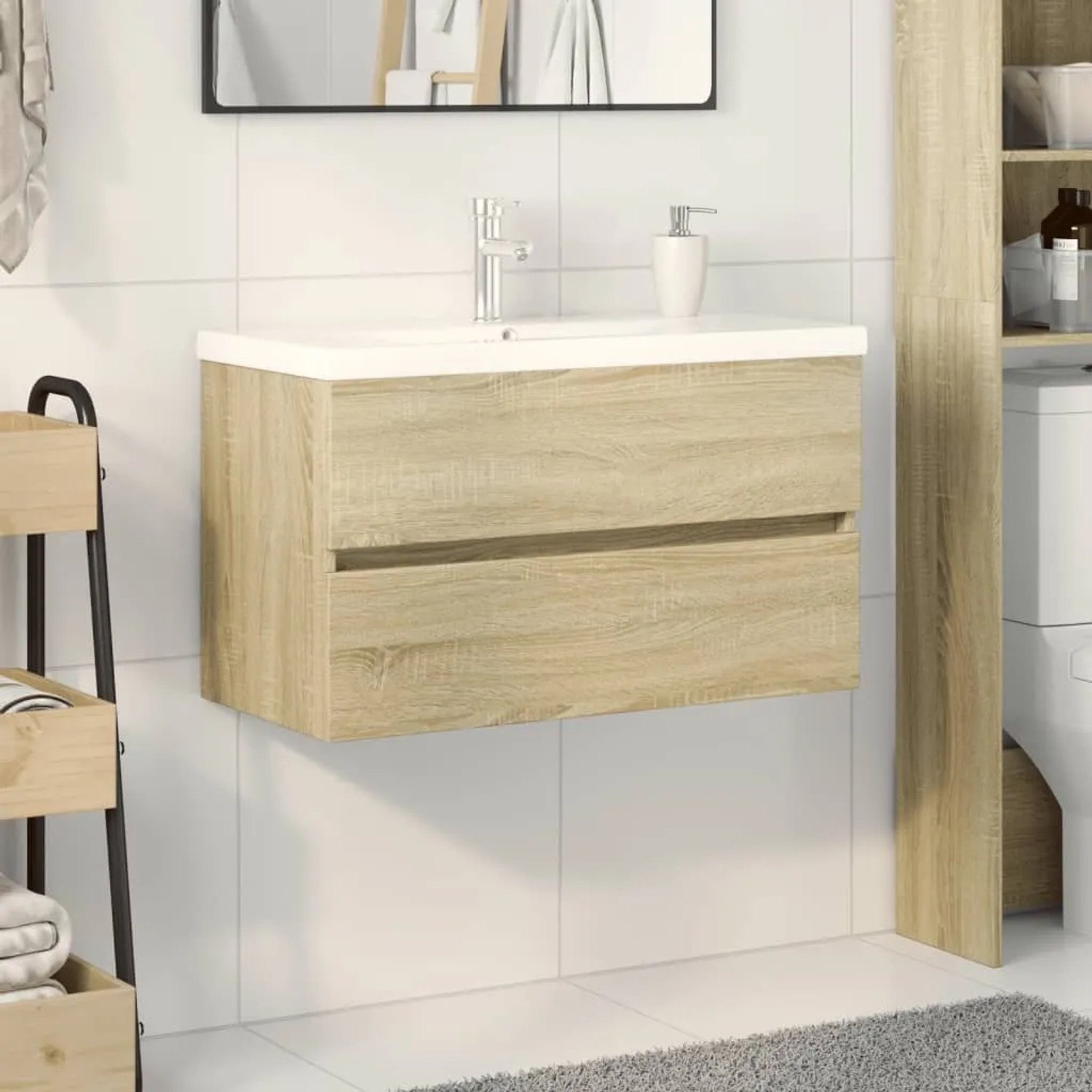 vidaXL 2-teiliges Badmöbel-Set Modell 1 Keramik, Holzwerkstoff kaufen bei OBI
