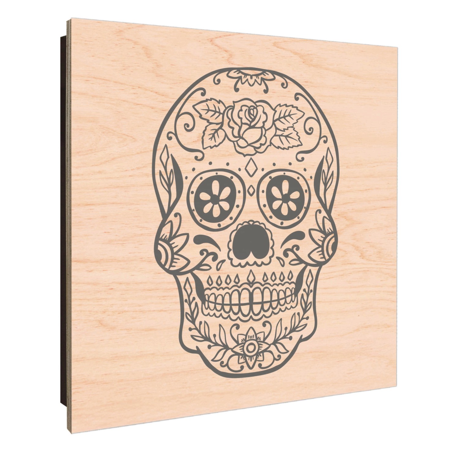 Banjado Schlüsselkasten aus Holz, 30x30cm, mit Sugar Skull Motiv in Schwarz-Weiß. Schlüsselaufbewahrung für 50 Schlüssel.