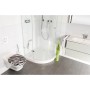 WC-Sitz Sanilo mit Zebra-Muster im modernen Badezimmer. Toilettendeckel aus Holz mit Absenkautomatik.
