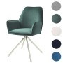 Grüner MCW Esszimmerstuhl G67 aus Samt mit Edelstahlgestell, drehbar. Weitere Farbvarianten sichtbar.
