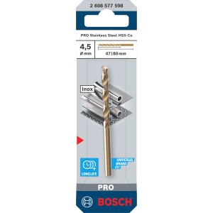 Bosch Spiralbohrer Pro Stainless Steel HSS-Co, 4,5 mm, für Metallbearbeitung.