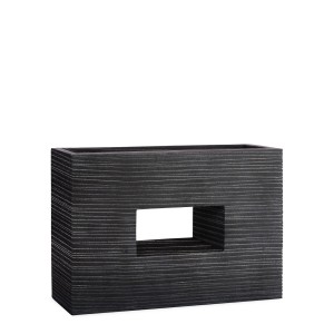 Anthrazit Pflanzwerk Pflanzkübel Vista Premium Groove, 75 cm, frostbeständig mit Aussparung.