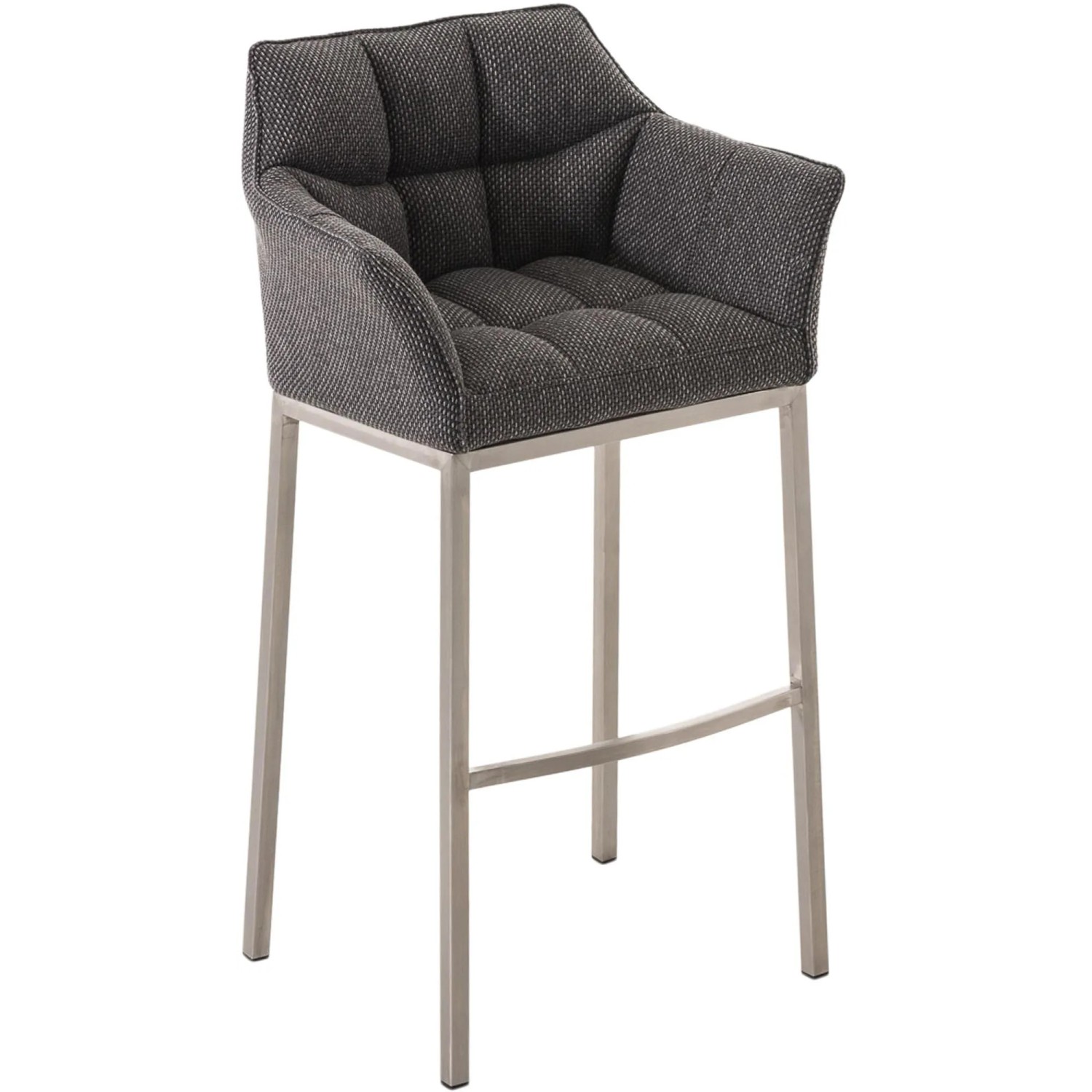DELUKE Barhocker GIBEL Stoff Titangrau 64x48x110cm Silber Barstuhl Mit Lehne Tresenhocker Tresenstuhl