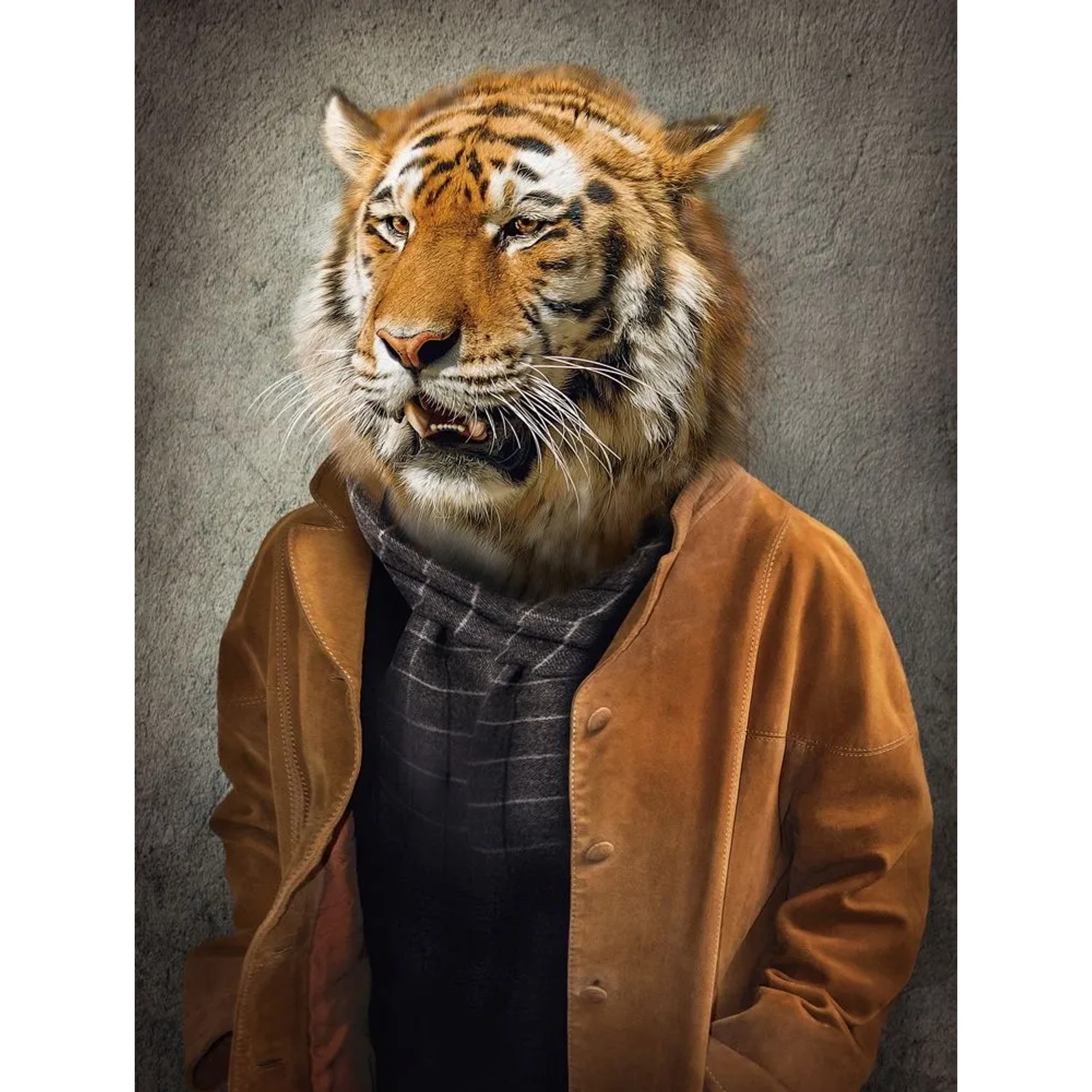 Art Universe Glasbilder Tiger im Mantel 60 x 80 cm