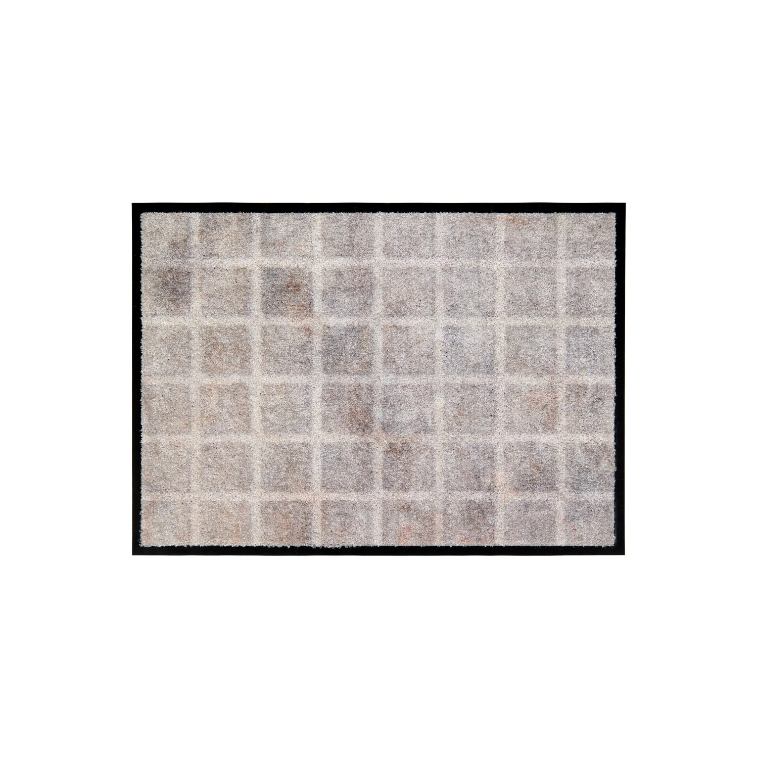 Hellgraue Schöner Wohnen Fußmatte Bellevue Karo, 50x70 cm, mit schwarzem Rand.