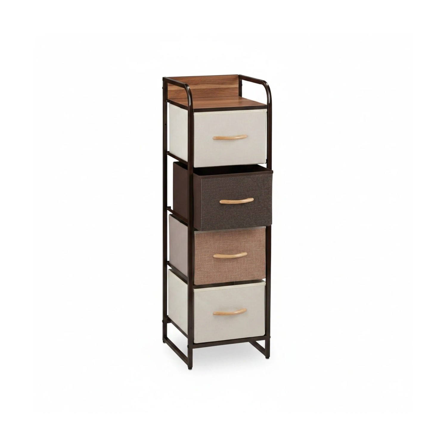 Relaxdays Schubladenschrank MDF Polyester Stahl Creme Holzoptik 99,5 cm x 31 cm x 31,5 cm 5,3 kg