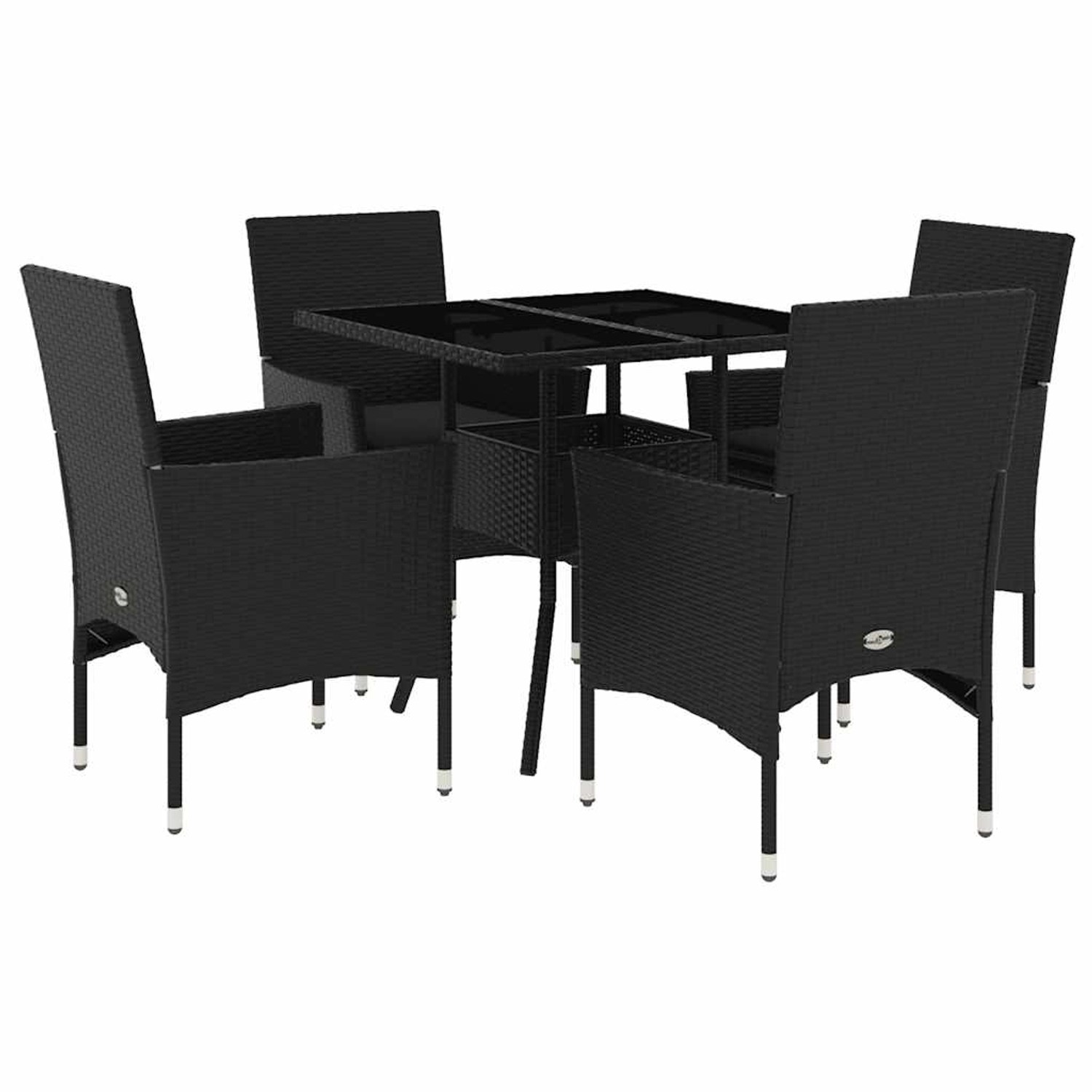 vidaXL 5-Tlg Garten-Essgruppe mit Kissen Schwarz Poly Rattan und Glas 32786 günstig online kaufen
