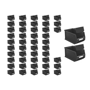 SuperSparSet: 48 leitfähige Sichtlagerboxen mit Abdeckung, schwarz, für Werkstatt & Lager.